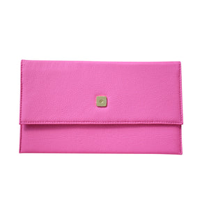 The Cabana Clutch in Petunia Pink Faux Leather