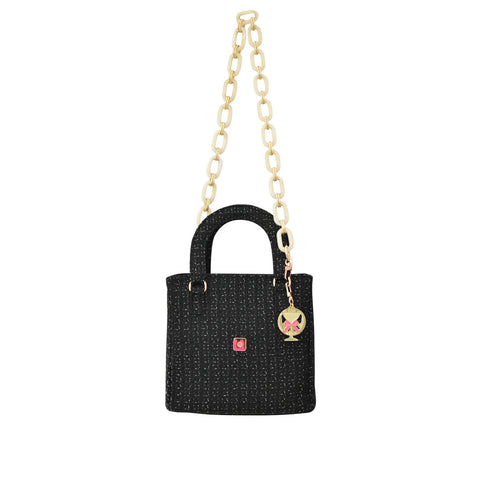 The Luxe Worth Handbag in Black Boucle