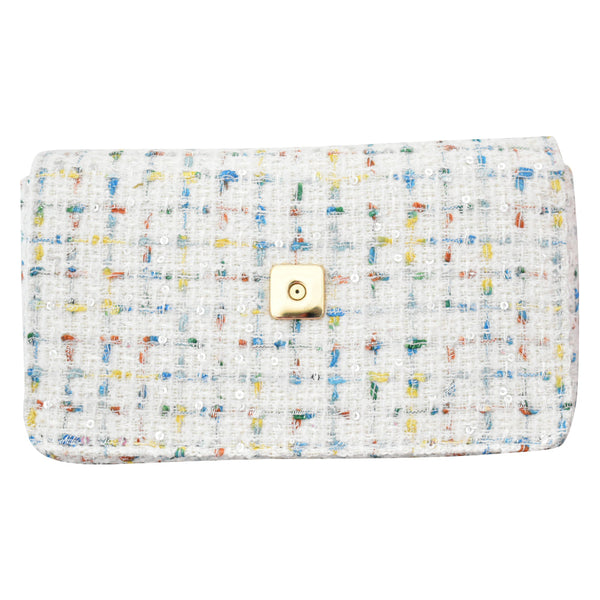 The Luxe Cocktail Clutch in White Boucle